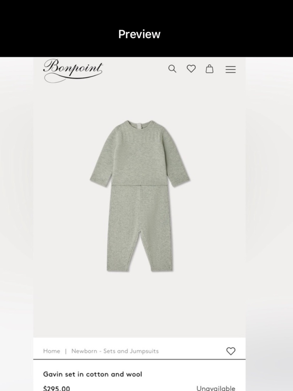 NWT  Bonpoint Gavin Two Piece Ensemble Size  6 Months